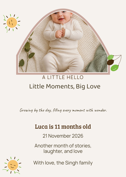 Little Moments, Big Love — editable announcements template