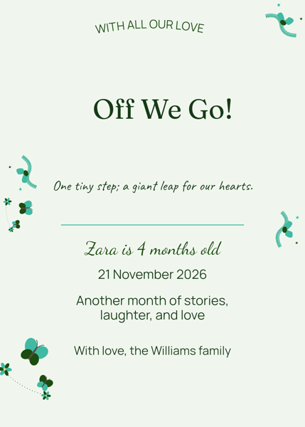 Off We Go! — editable announcements template