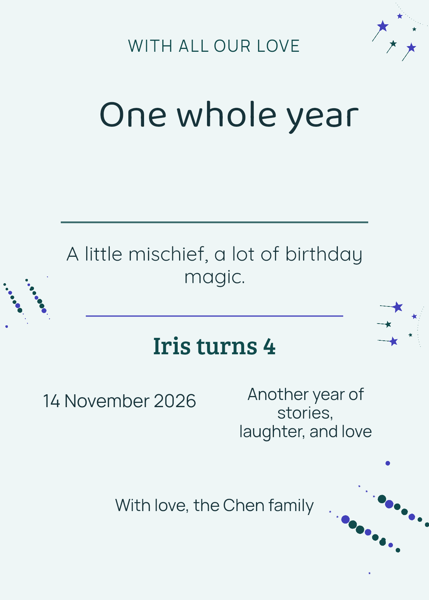 One whole year — editable announcements template