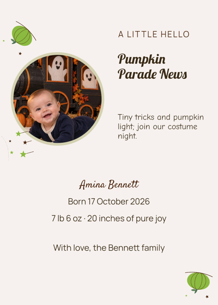 Pumpkin Parade News — editable announcements template