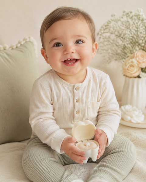 First tooth — baby photo style