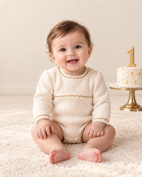 Golden First Candle — baby photo style