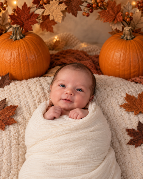 Newborn Pumpkin Swaddle — baby photo style
