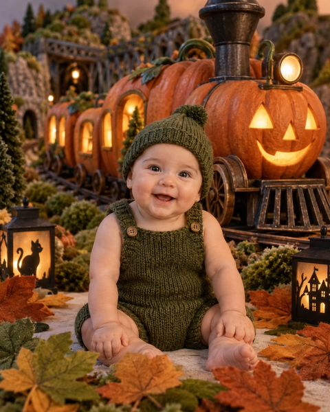 Pumpkin Lantern Railway — baby photo style