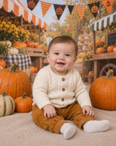 Pumpkin Market Morning — baby photo style