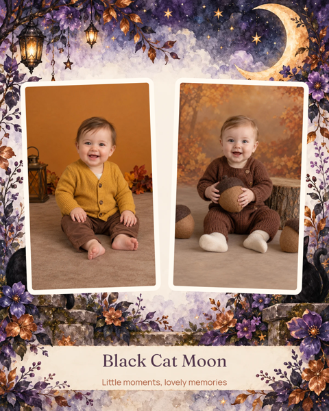 Black Cat Moon — editable collages template