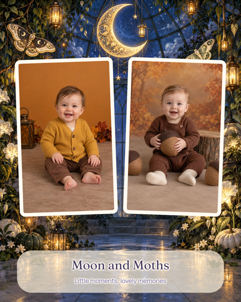 Moon and Moths — editable collages template