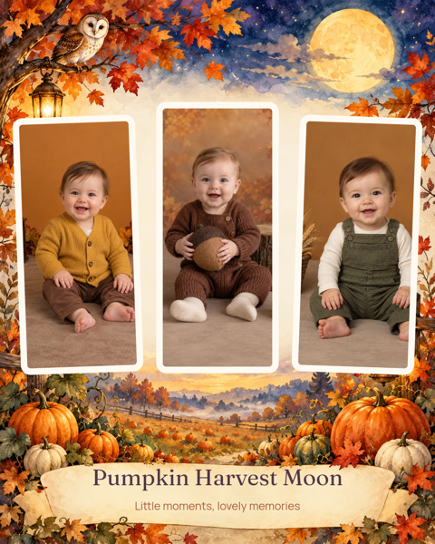 Pumpkin Harvest Moon — editable collages template