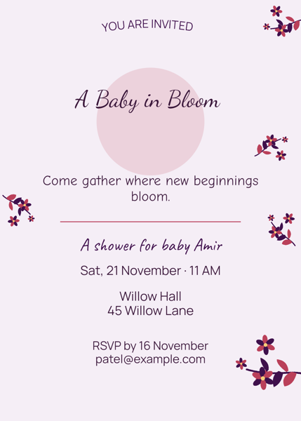 A Baby in Bloom — editable invitations template