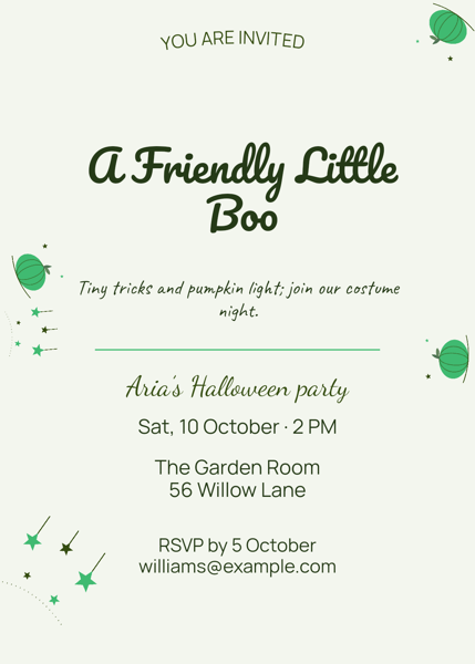 A Friendly Little Boo — editable invitations template