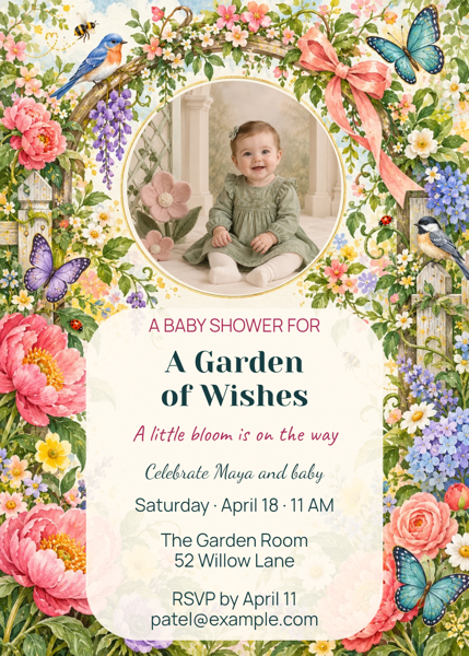 A Garden of Wishes — editable invitations template