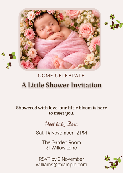 A Little Shower Invitation — editable invitations template