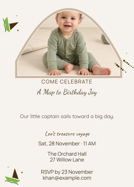 A Map to Birthday Joy — editable invitations template