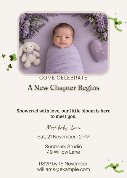 A New Chapter Begins — editable invitations template
