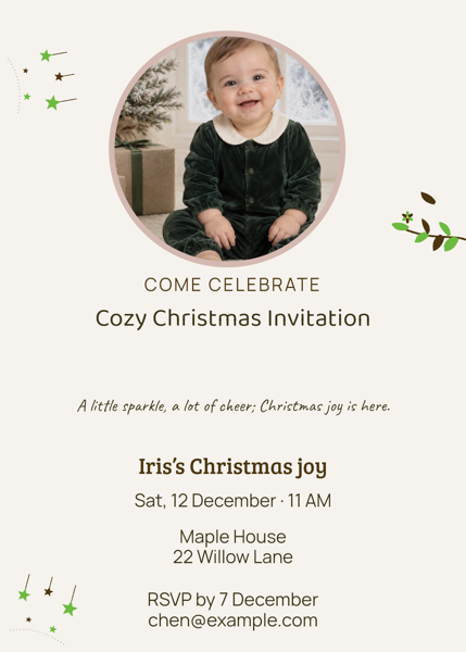 Cozy Christmas Invitation — editable invitations template