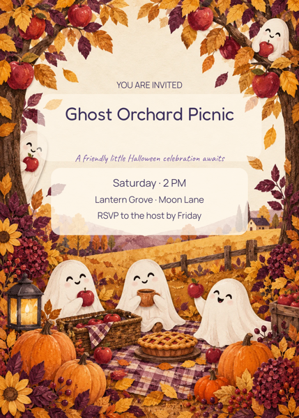 Ghost Orchard Picnic — editable invitations template