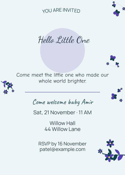Hello Little One — editable invitations template