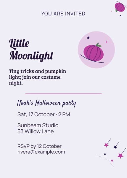 Little Moonlight — editable invitations template
