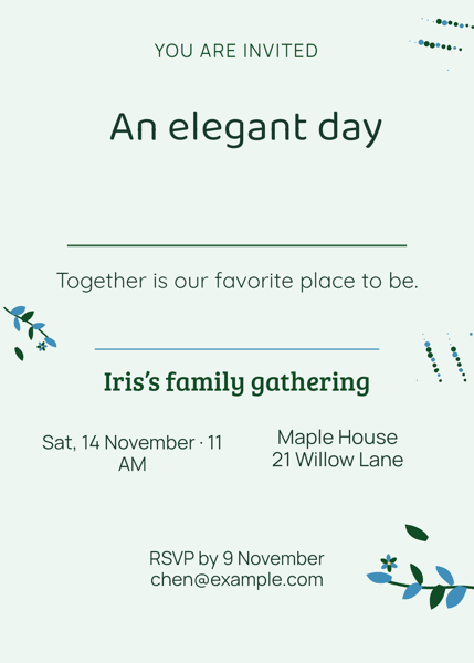 An elegant day — editable invitations template