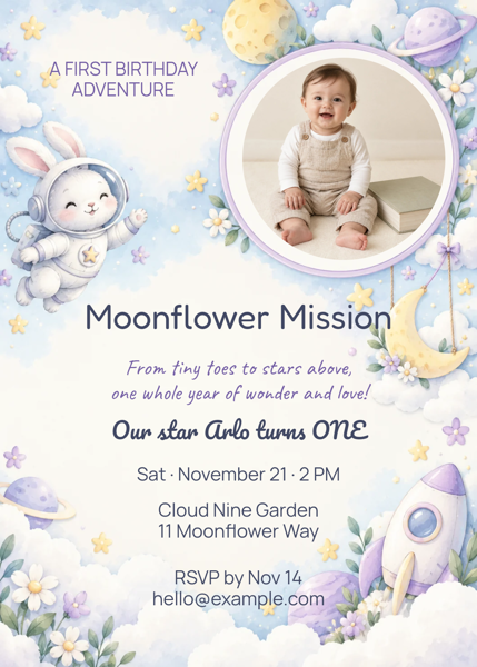 Moonflower Mission — editable invitations template