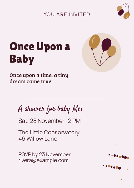 Once Upon a Baby — editable invitations template
