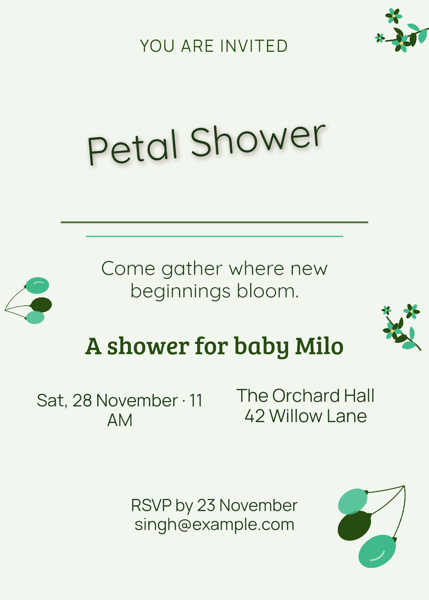 Petal Shower — editable invitations template