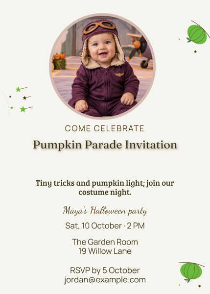 Pumpkin Parade Invitation — editable invitations template