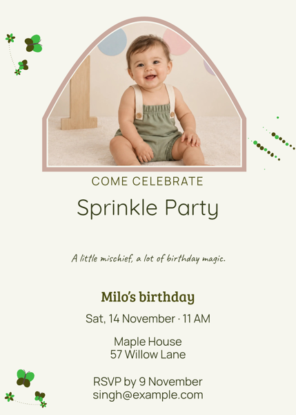 Sprinkle Party — editable invitations template