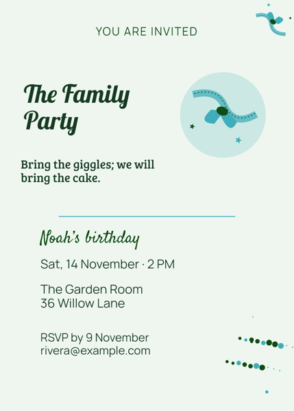 The Family Party — editable invitations template