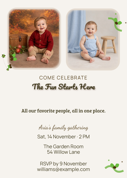 The Fun Starts Here — editable invitations template