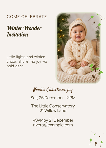 Winter Wonder Invitation — editable invitations template